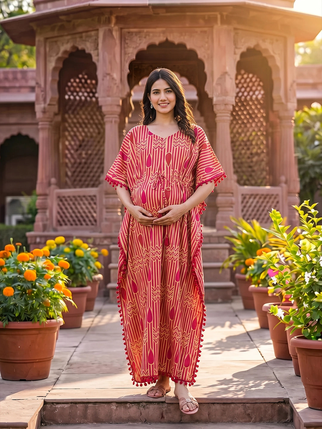 beige-maroon-geometric-print