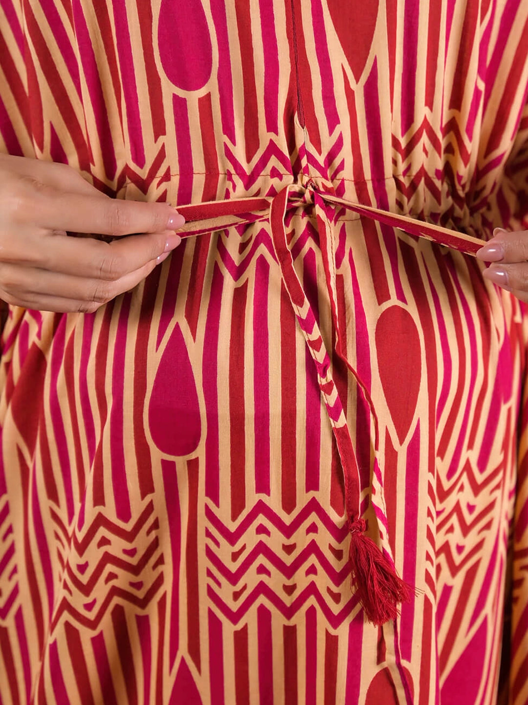 beige-maroon-geometric-print