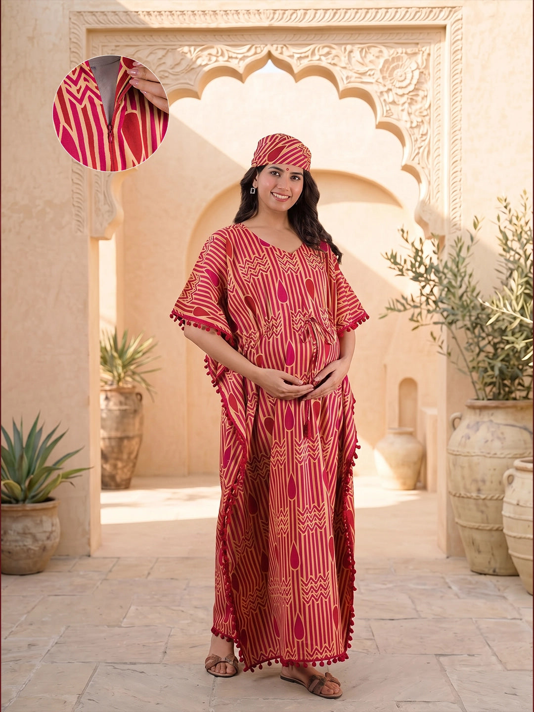 beige-maroon-geometric-print