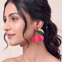 Cherry Blossom Handcrafted Beaded Statement Earrings
