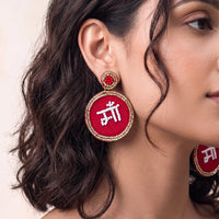 Maa Handcrafted Beaded Statement Earrings – Red
