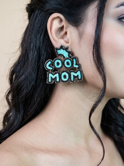 Cool Mom Handcrafted Statement Earrings – Turquoise Blue