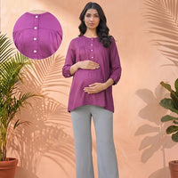 Plum Maternity Feeding-Friendly Top