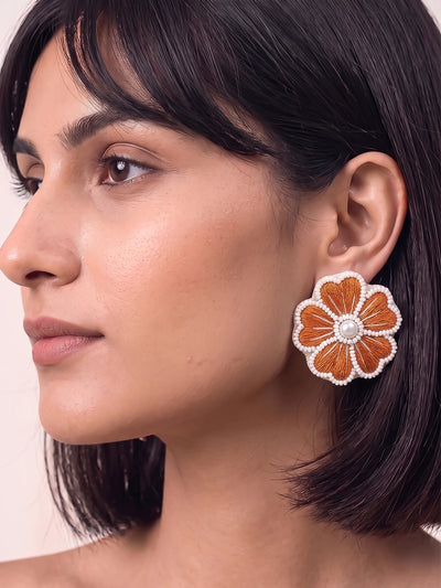 Phool Si Mom Amber Handcrafted Floral Statement Earrings