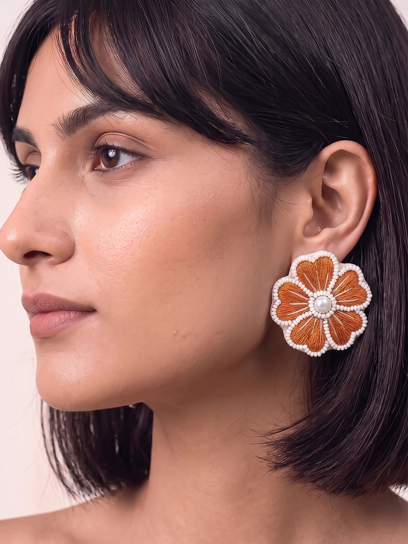 Phool Si Mom Amber Handcrafted Floral Statement Earrings
