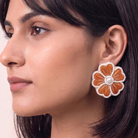 Phool Si Mom Amber Handcrafted Floral Statement Earrings