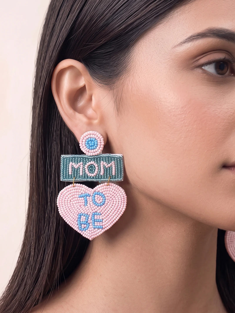 Mom To Be Handcrafted Statement Earrings – Light Pink