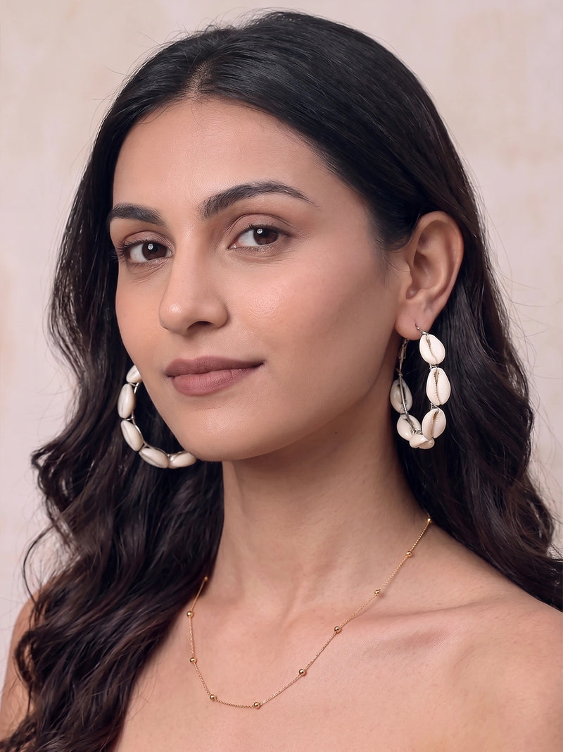 Sea Snail Handcrafted Hoop Earring - Ivory