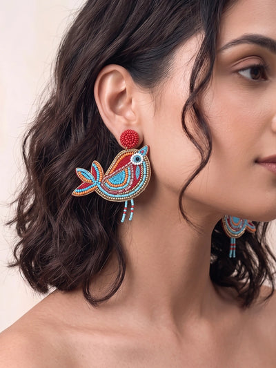 Handcrafted Beaded Chirayia Si Statement Earrings – Multicolour