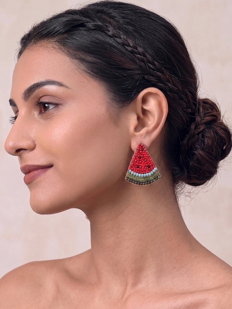 Slice of Summer Handcrafted Beaded Statement Earrings