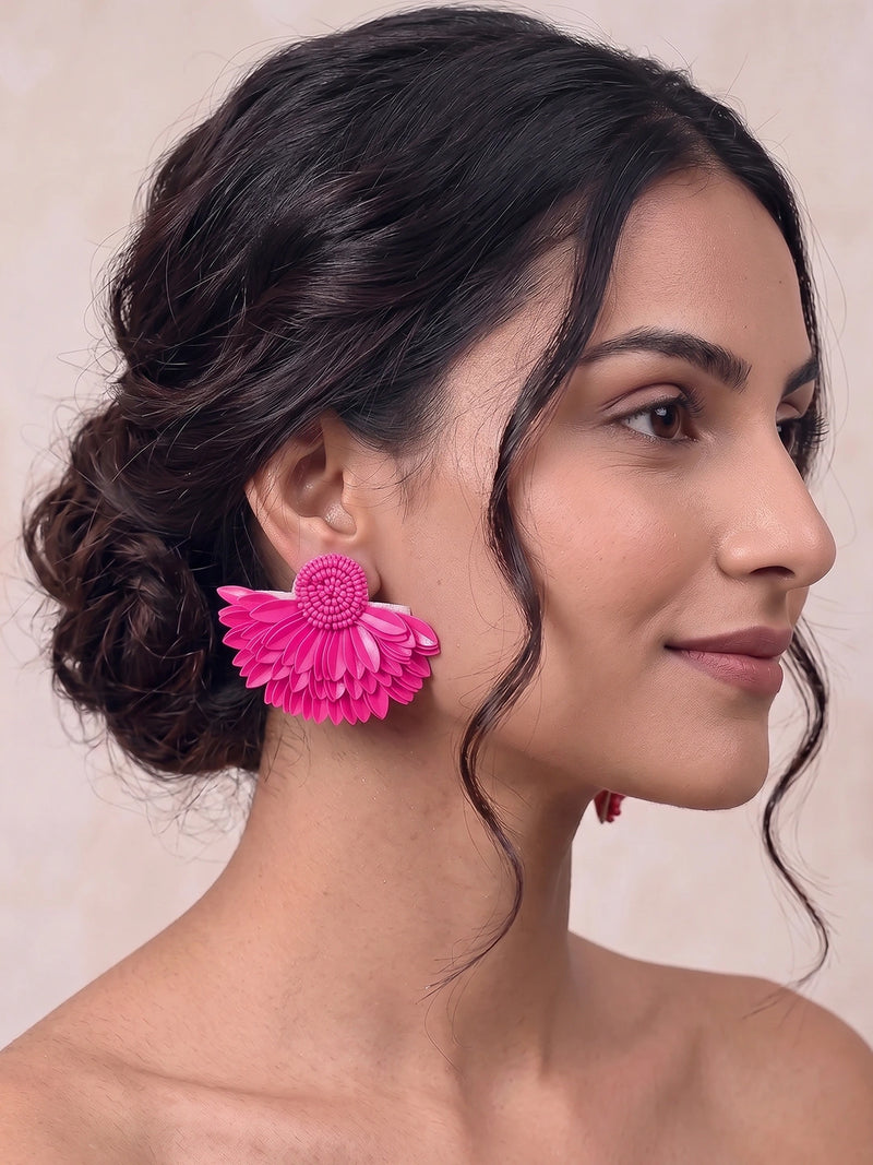 Wings of Angel Mom Handcrafted Statement Earrings - Fuchsia