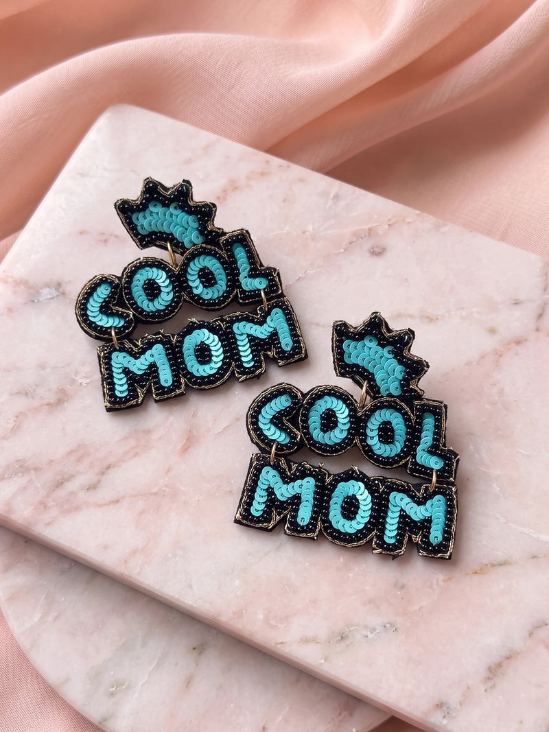 Cool Mom Handcrafted Statement Earrings – Turquoise Blue