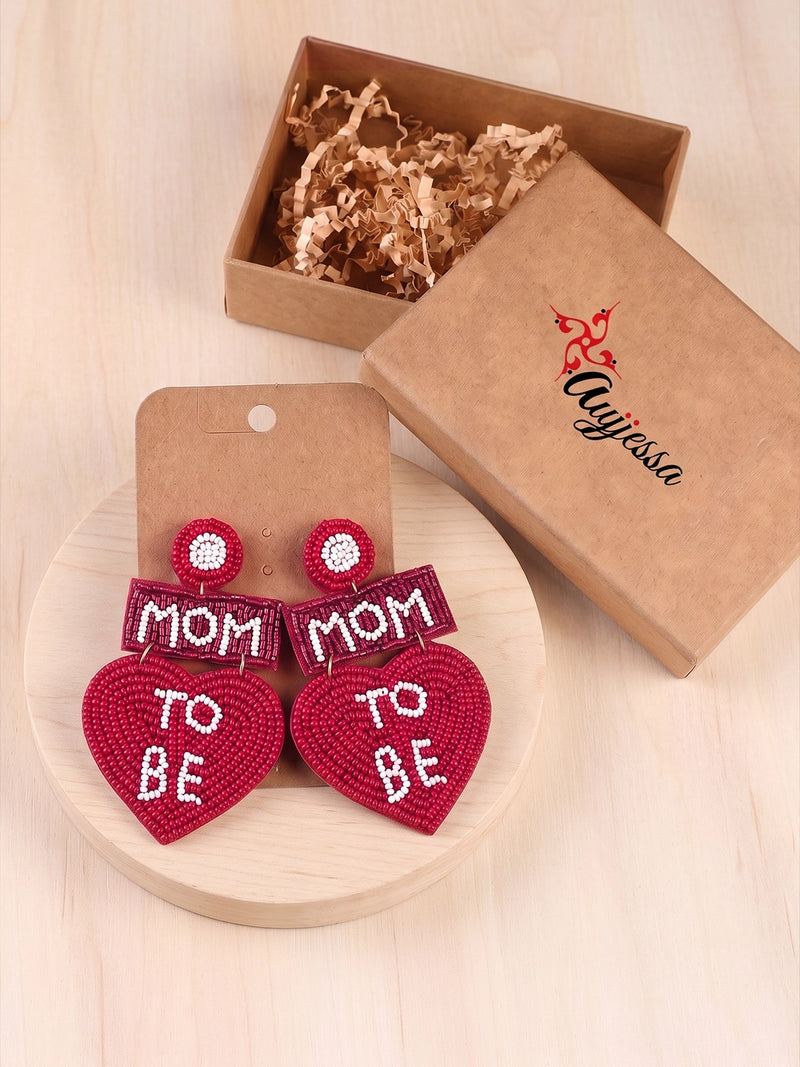 Mom To Be Handcrafted Statement Earrings – Maroon