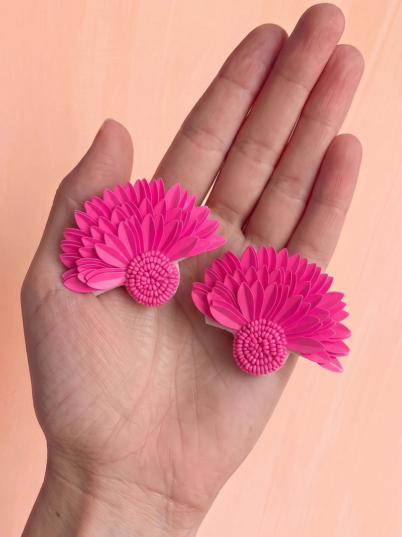 Wings of Angel Mom Handcrafted Statement Earrings - Fuchsia
