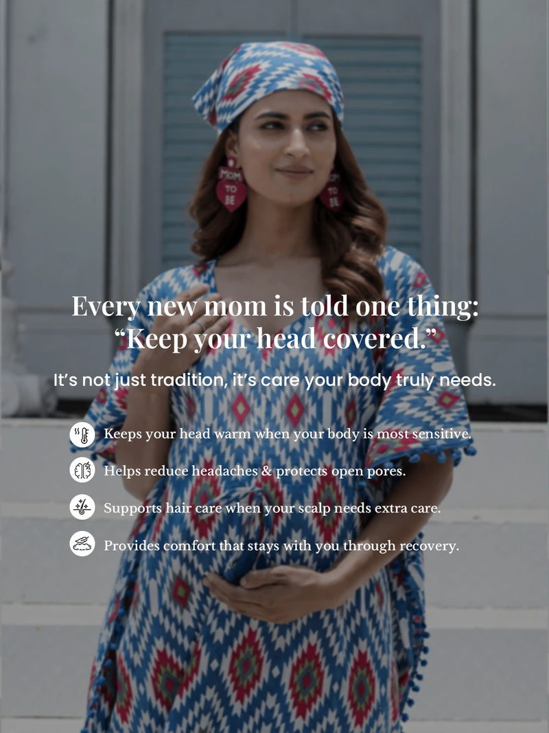 Indigo Red Ikat Print Maternity & Feeding Kaftan Dress