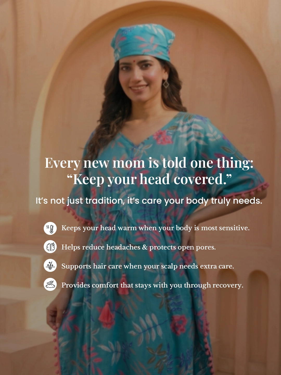 turquoise-multi-tropical-print-cotton-maternity-feeding-friendly-kaftan-dress