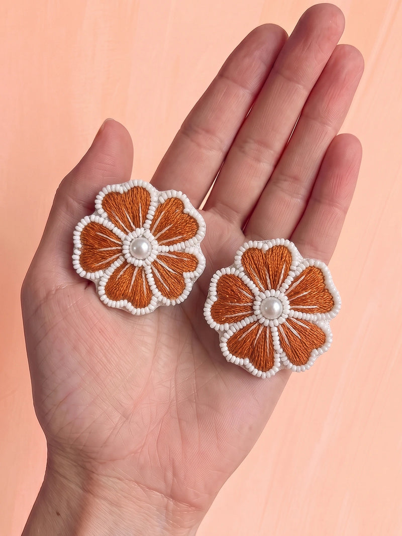 Phool Si Mom Amber Handcrafted Floral Statement Earrings