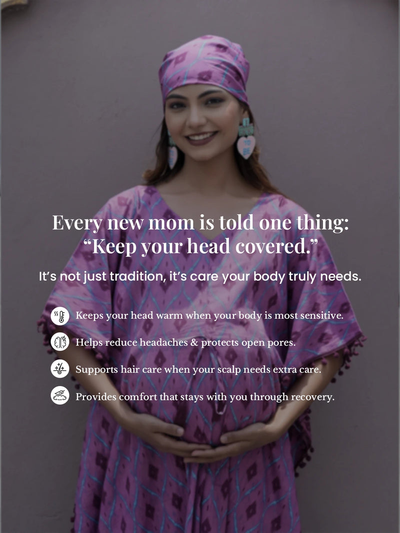 Mauve Ikat Print Maternity & Feeding Kaftan Dress