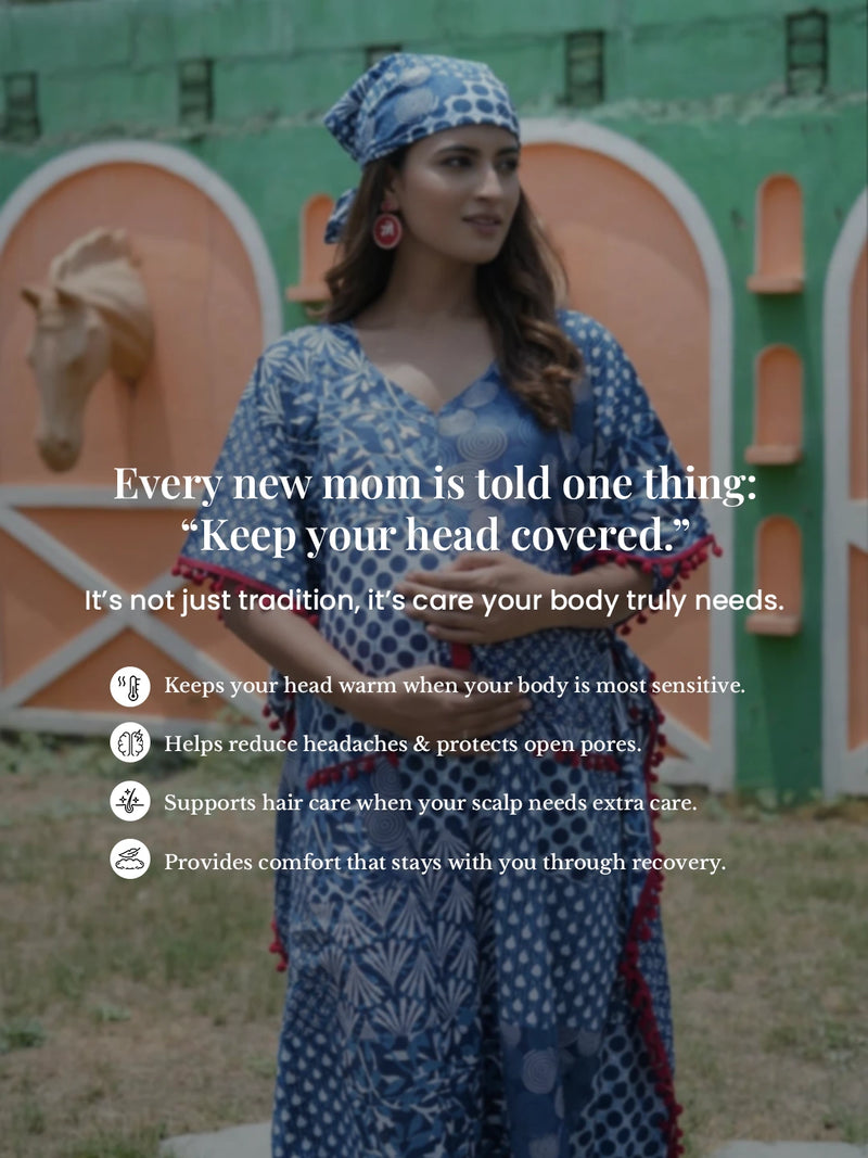 Indigo Ethnic Print Maternity & Feeding Kaftan Dress
