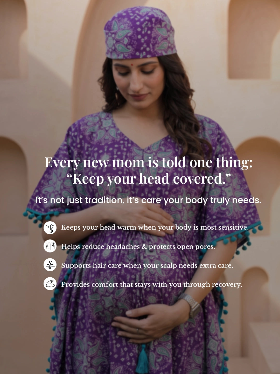 purple-green-ethnic-print-cotton maternity-feeding-friendly-kaftan-dress
