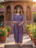 indigo-red-floral-print-cotton-maternity-feeding-friendly-kaftan-dress