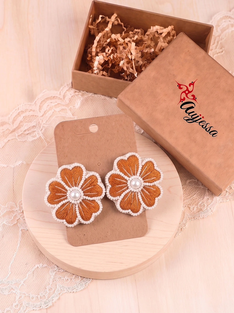 Phool Si Mom Amber Handcrafted Floral Statement Earrings