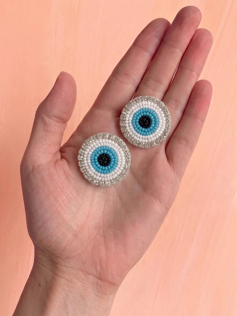 Nazar Batu Handcrafted Beaded Statement Earrings – Blue