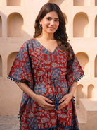 red-indigo-ethnic-print-maternity-feeding-friendly-kaftan-night-suit-with-concealed-zipper