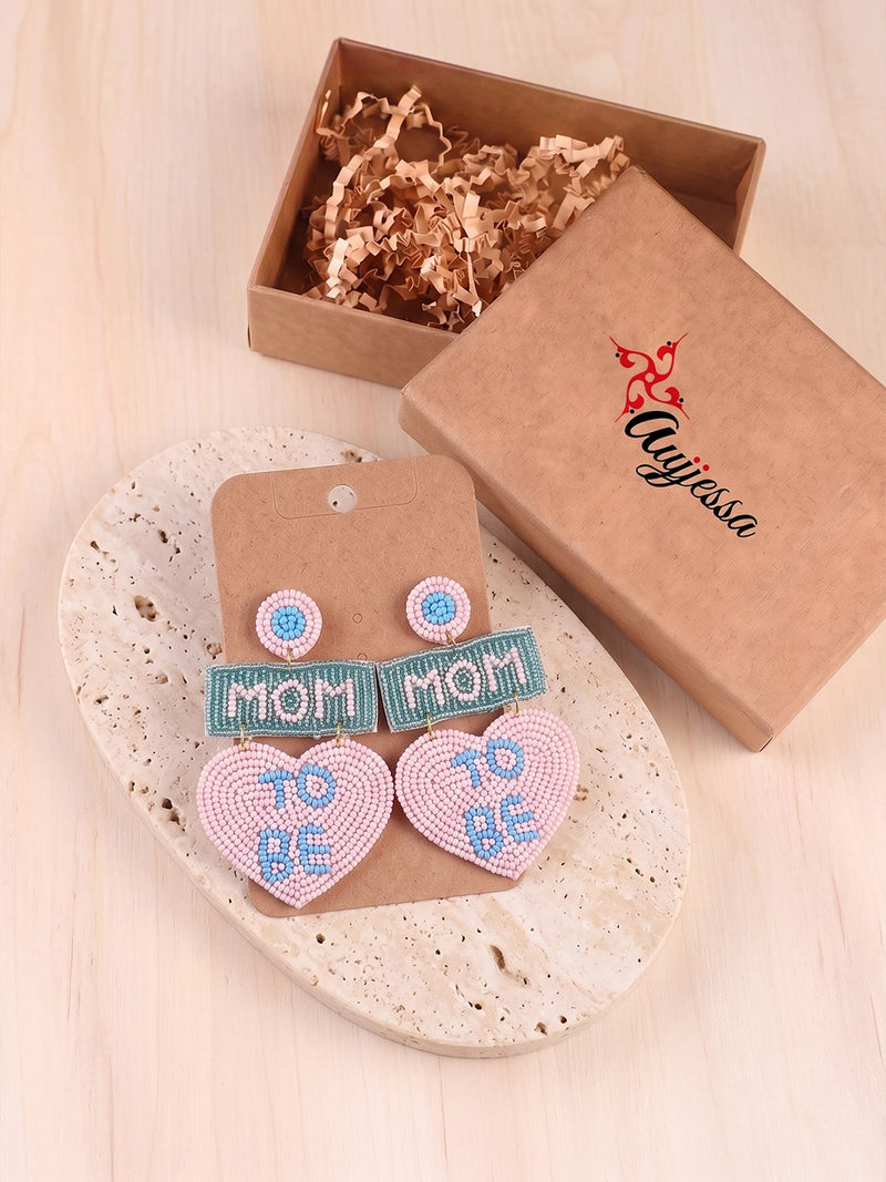 Mom To Be Handcrafted Statement Earrings – Light Pink