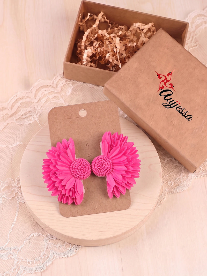 Wings of Angel Mom Handcrafted Statement Earrings - Fuchsia