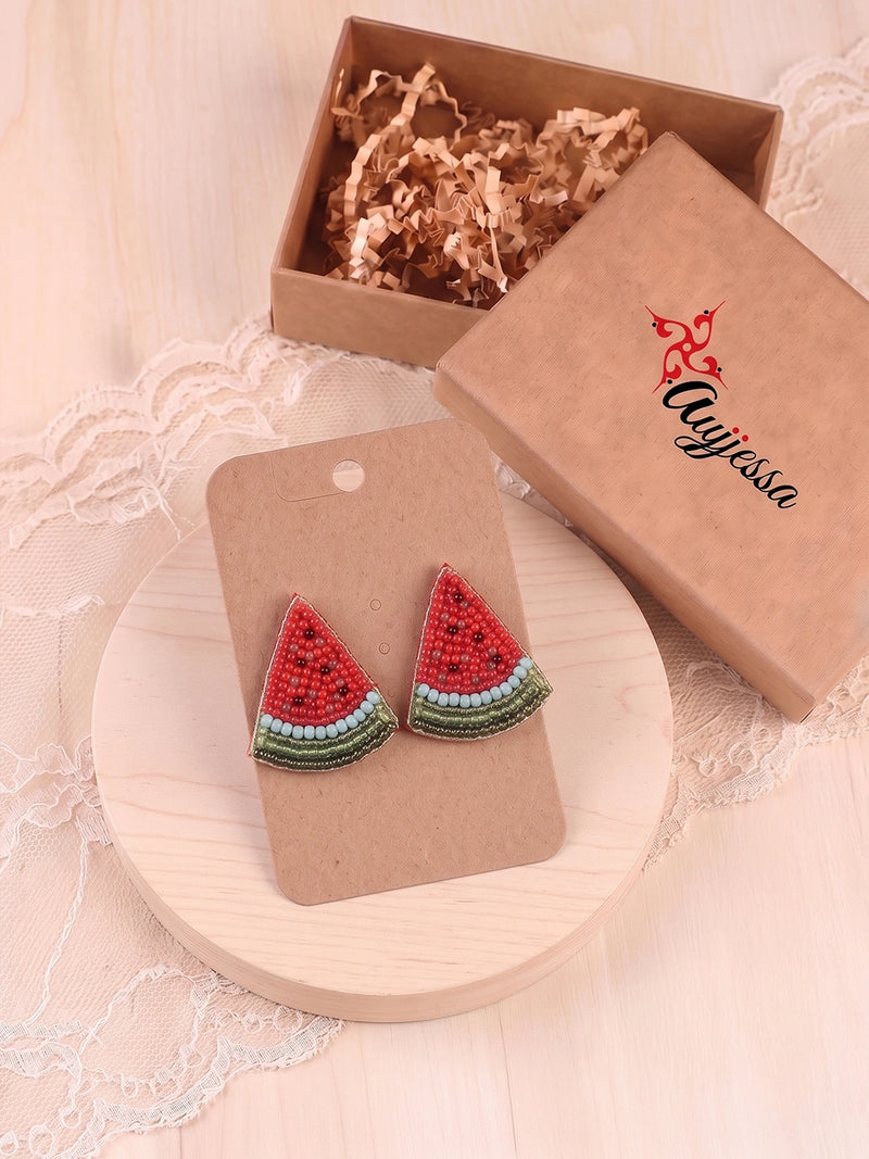 Slice of Summer Handcrafted Beaded Statement Earrings