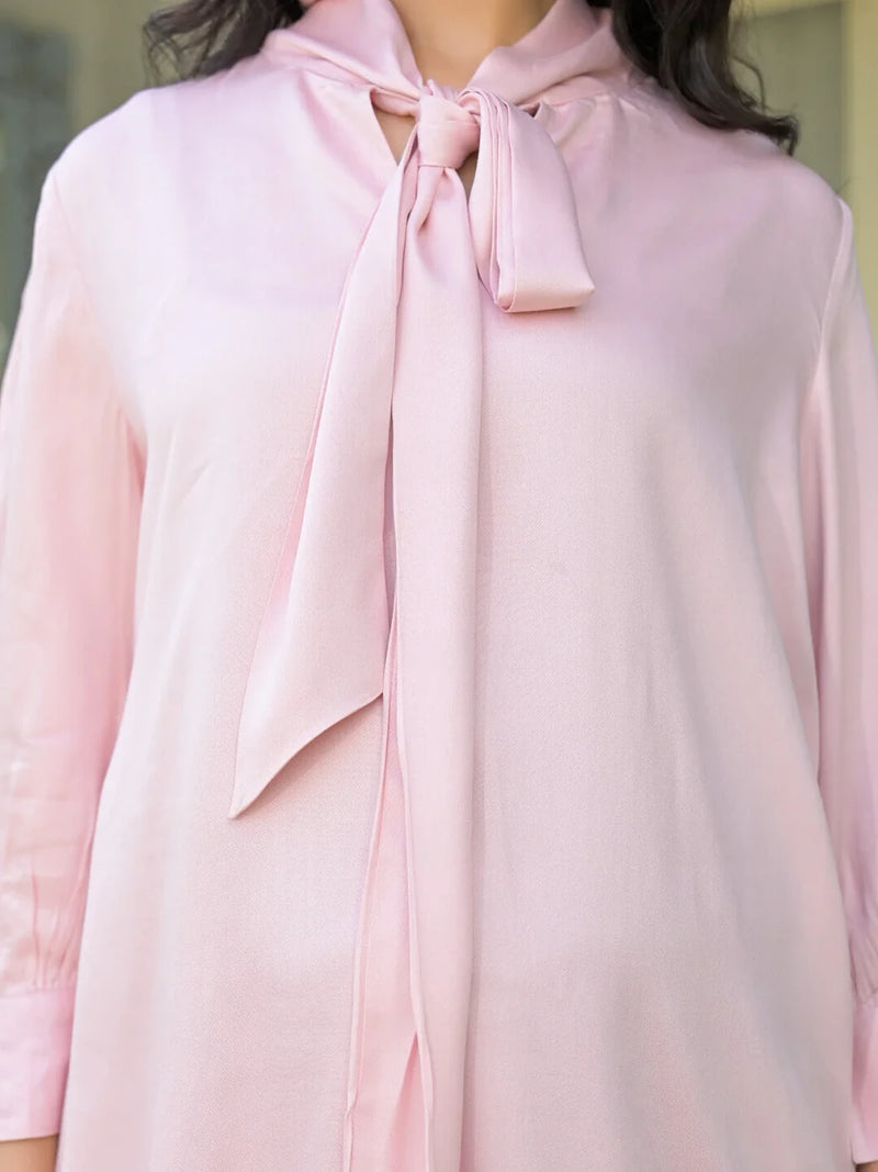 Light Pink Tie-up Neck Maternity Feeding-Friendly Top