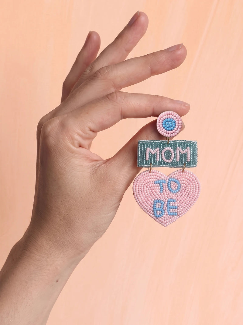 Mom To Be Handcrafted Statement Earrings – Light Pink