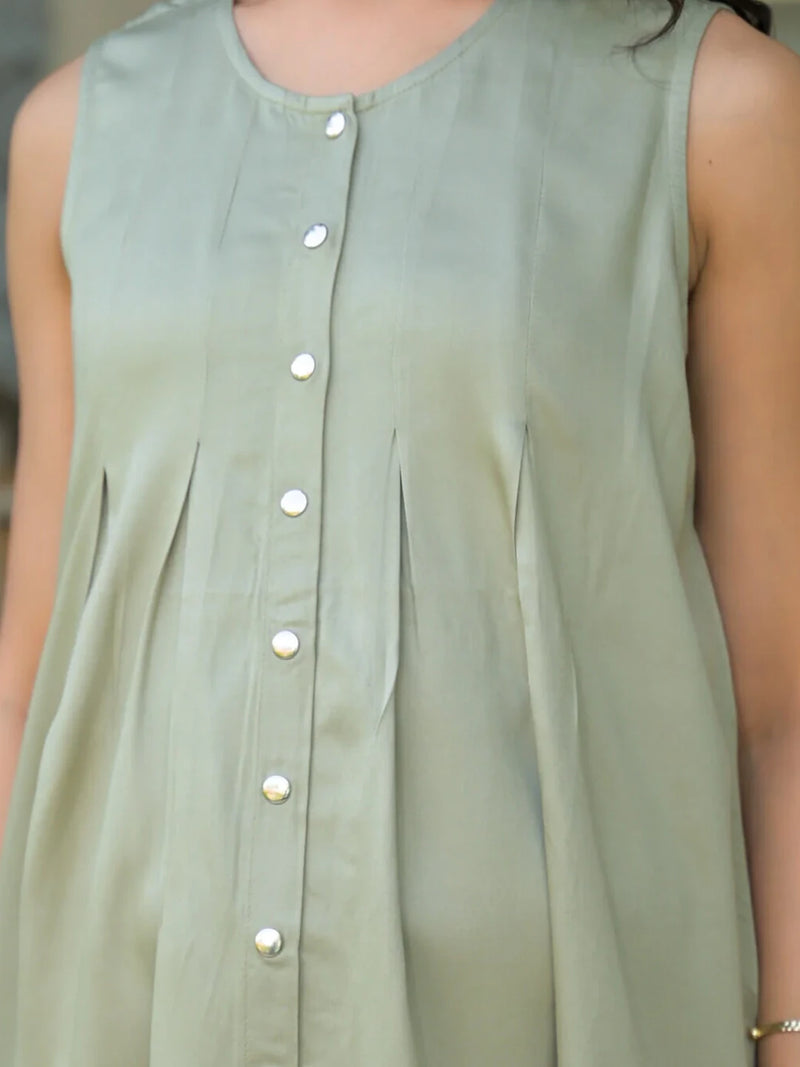 Olive Green Pleated Maternity Feeding-Friendly Top