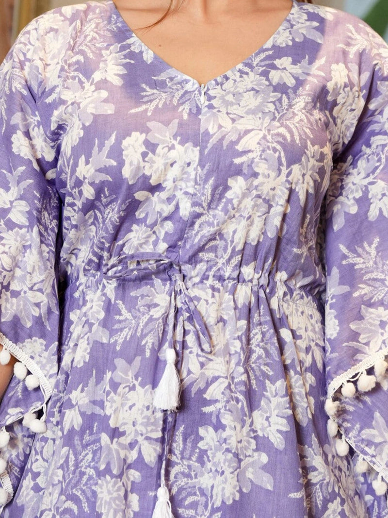 Lavender Floral Printed Maternity & Feeding Night Suit