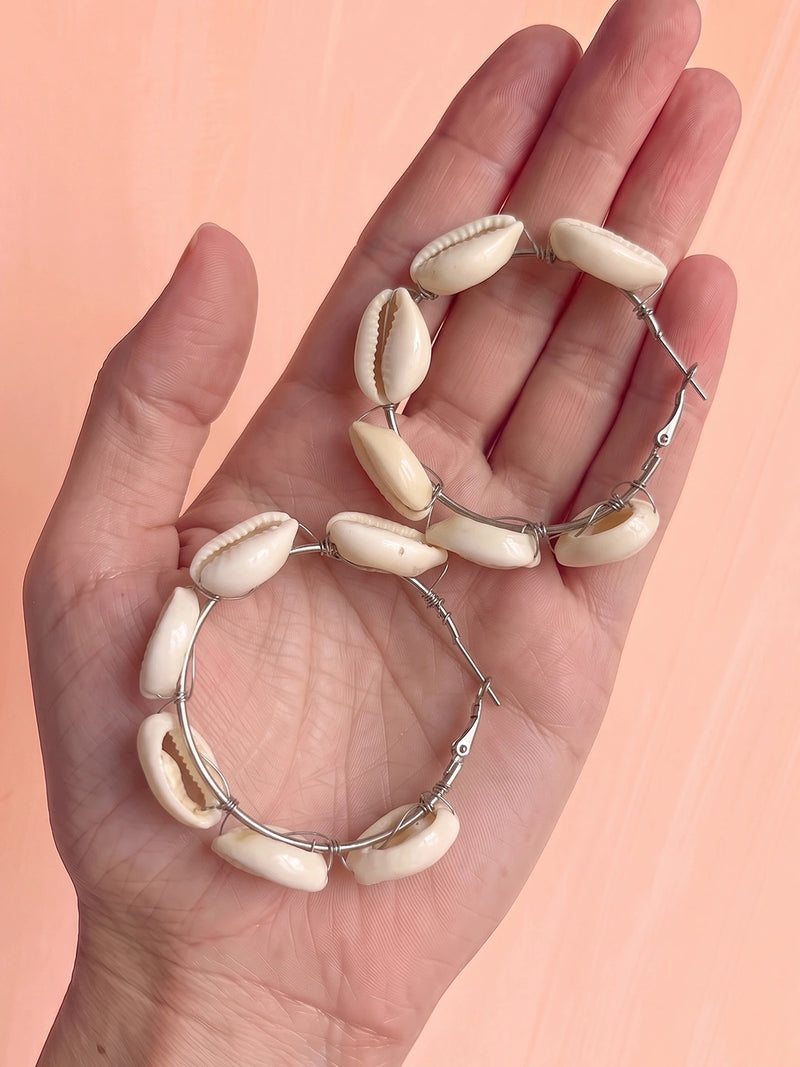 Sea Snail Handcrafted Hoop Earring - Ivory