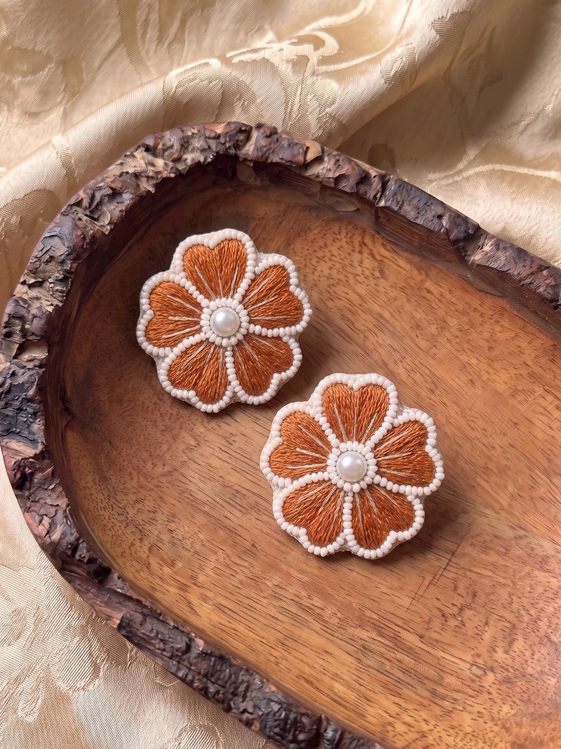 Phool Si Mom Amber Handcrafted Floral Statement Earrings