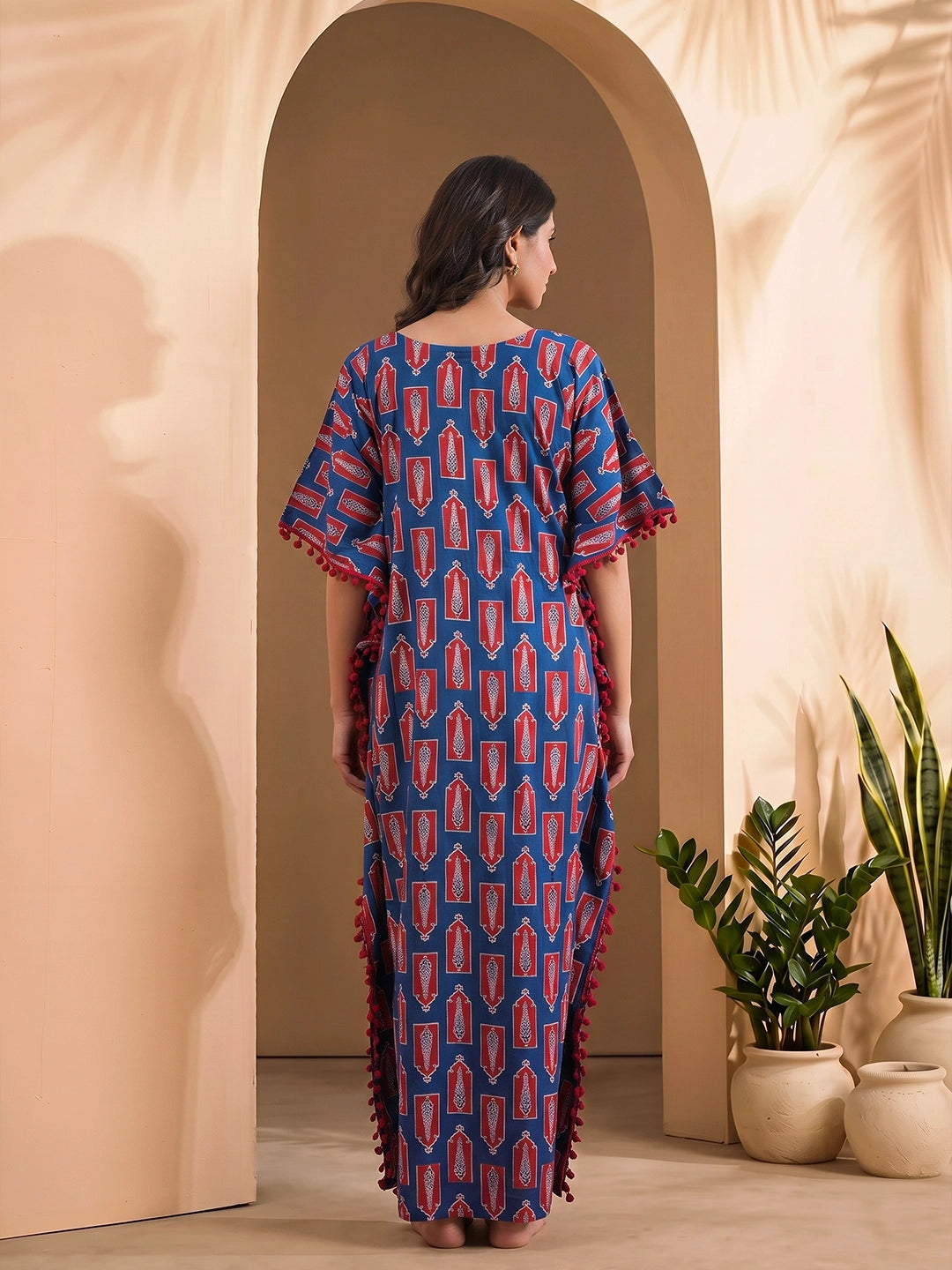 indigo-red-floral-print-cotton-maternity-feeding-friendly-kaftan-dress