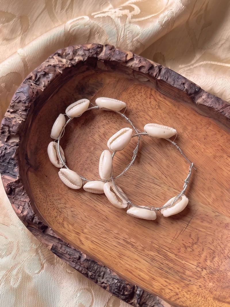 Sea Snail Handcrafted Hoop Earring - Ivory