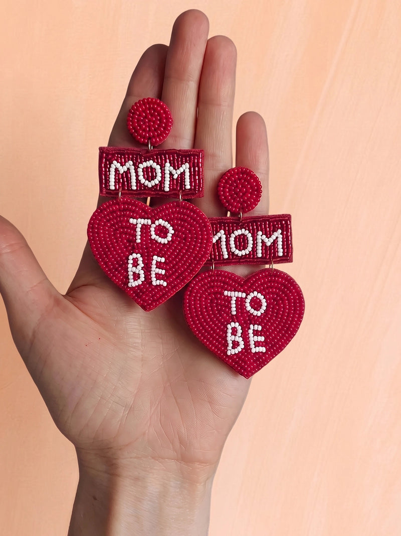 Mom To Be Handcrafted Statement Earrings – Maroon