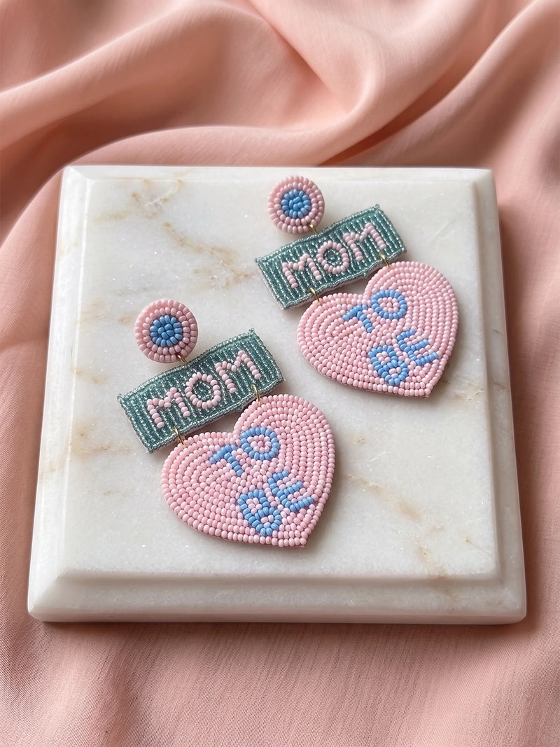 Mom To Be Handcrafted Statement Earrings – Light Pink