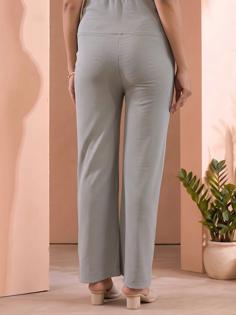 Light Grey Stretch Waist Maternity Comfort Trouser