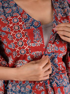 red-indigo-ethnic-print-maternity-feeding-friendly-kaftan-night-suit-with-concealed-zipper