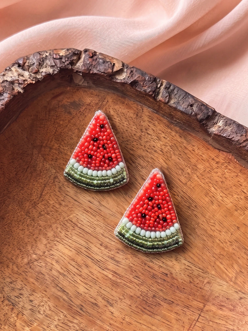 Slice of Summer Handcrafted Beaded Statement Earrings