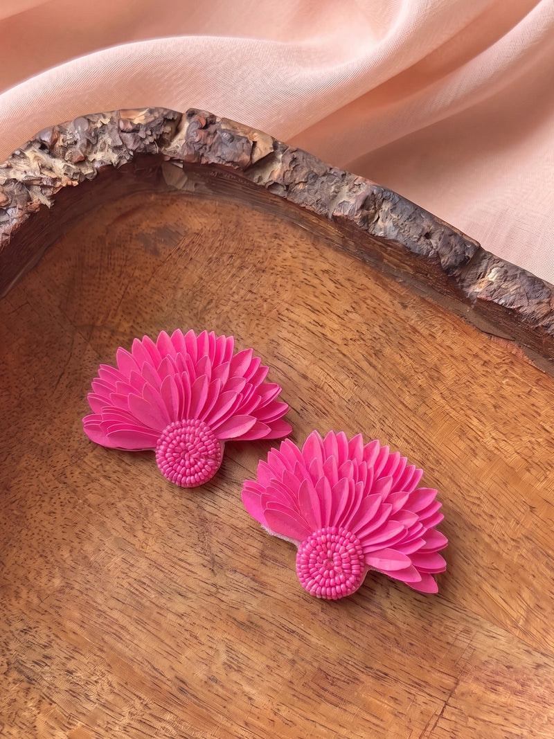 Wings of Angel Mom Handcrafted Statement Earrings - Fuchsia