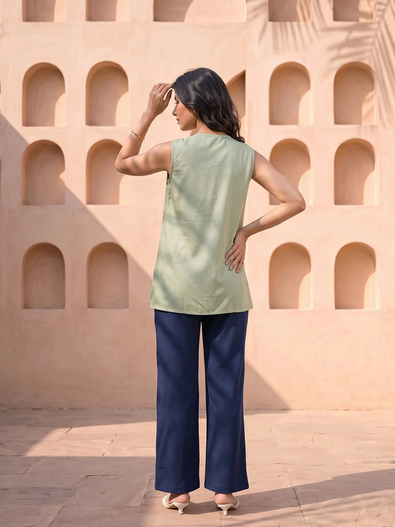 Olive Green Pleated Maternity Feeding-Friendly Top