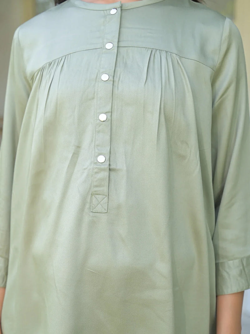 Olive Green Maternity Feeding-Friendly Top