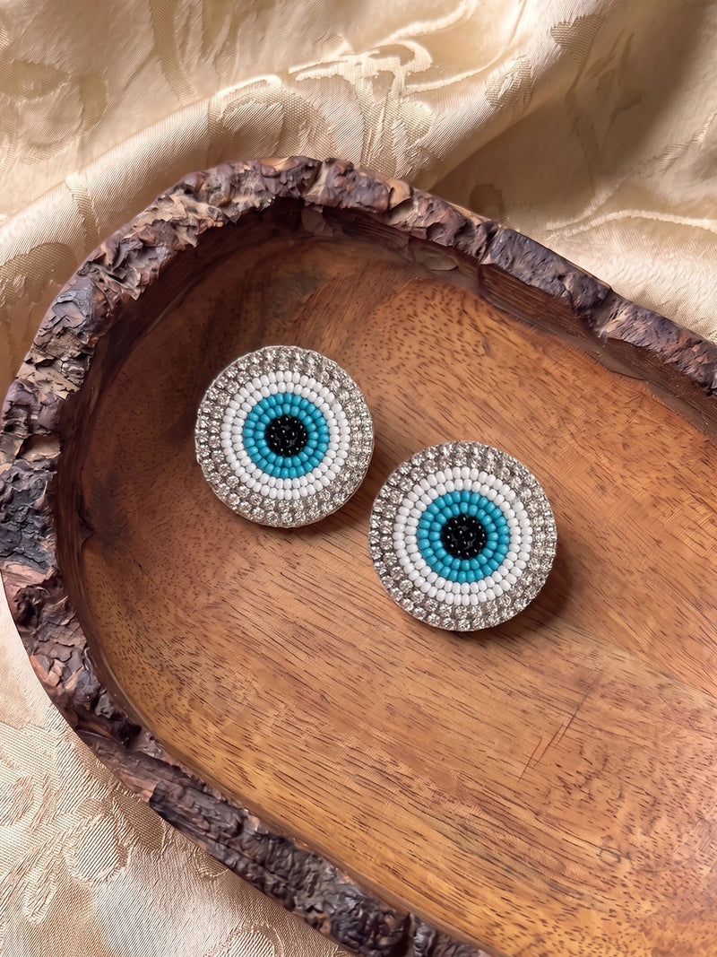 Nazar Batu Handcrafted Beaded Statement Earrings – Blue