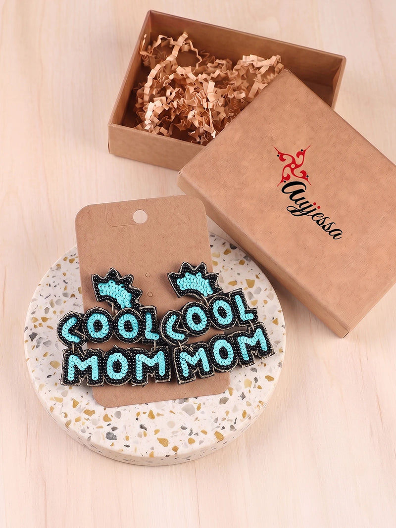 Cool Mom Handcrafted Statement Earrings – Turquoise Blue