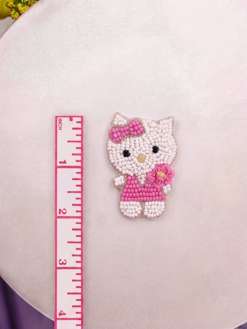 Cute Kitty Mom Handcrafted Beaded Statement Earrings – Pink